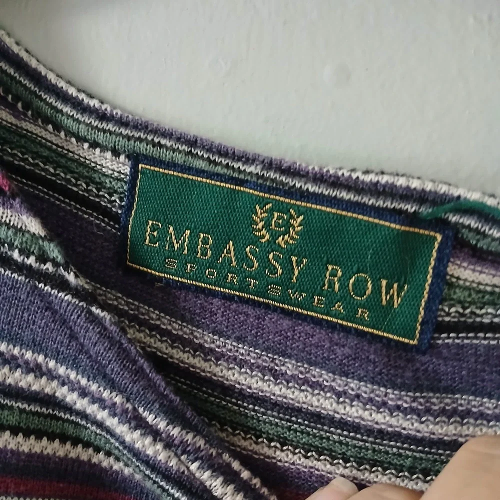 Embassy Row Women's Size S Vintage Maxi Dress Front Slit Sleeveless Striped Knit